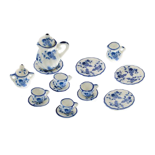 Набор фарфора миниатурный чайный, 15 предметов Голубые Цветы